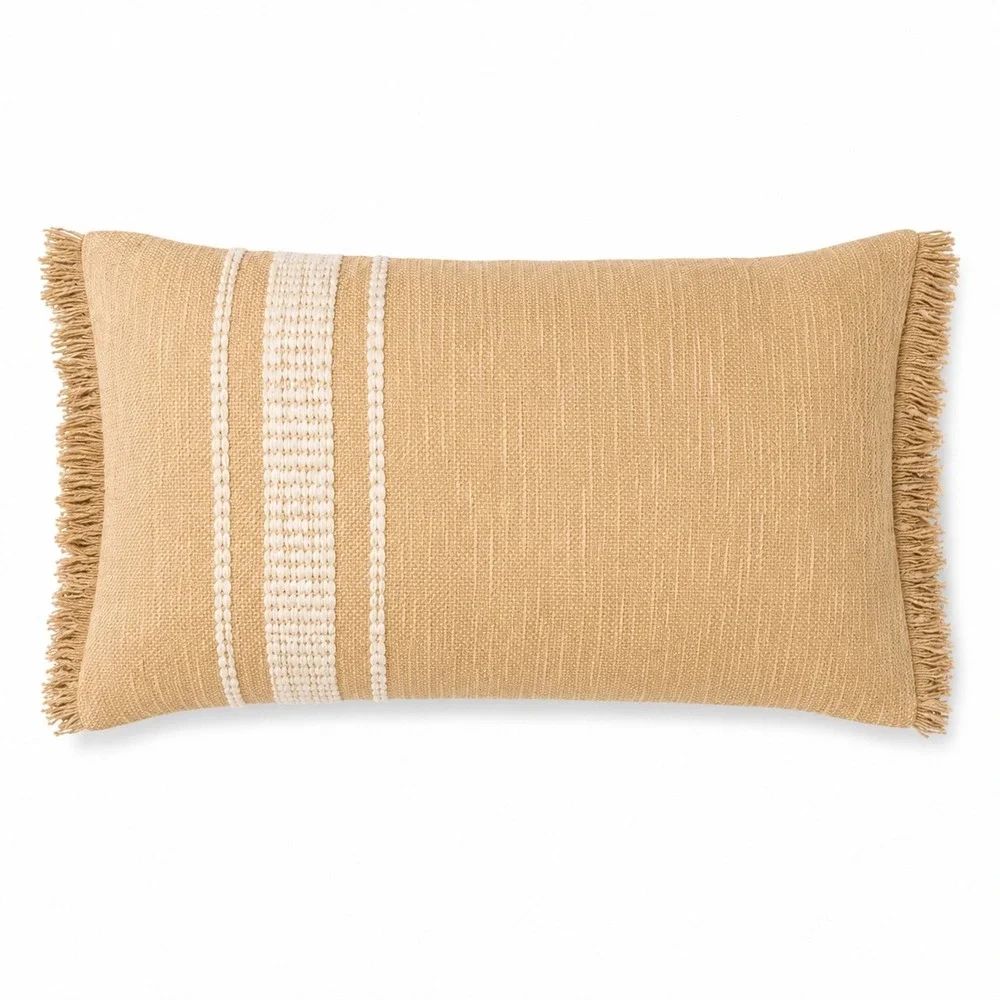 Threshold Oversized Woven Striped Lumbar Throw‎ Pillow Neutral/Cream 20x14